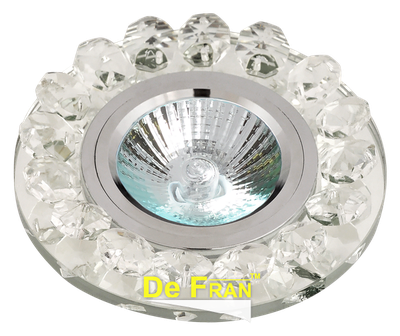 купить Светильники галогенные, точечные со стеклом FT 850 с, Светильник " De Fran " "Стекло с камнями" неповоротный, хром + прозрачное стекло