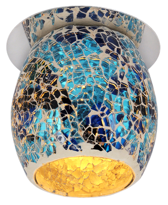 купить Светильники галогенные, точечные со стеклом FT 867 b, Светильник " De Fran " "Мозаика" "Сферический", мозаика хром + бело-голубой