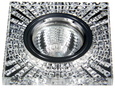 купить Светильники светодиодные декоративные FT 934 CHCL, Светильник " De Fran " под светодиодную лампу и с торцевой светодиодной подсветкой 15SMD 3Вт, хром зеркальный + стразы прозрачные 4000К