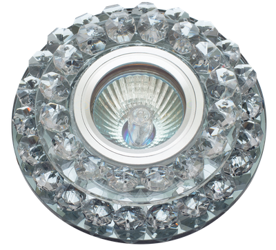 купить Светильники светодиодные декоративные FT 950 CHBK, Светильник " De Fran " под светодиодную лампу и с торцевой светодиодной подсветкой 15SMD 3Вт 330Лм, хром+"черное" зеркало+кристаллы 4000К