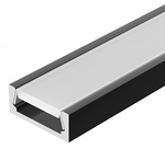 купить Алюминиевый профиль для Ленты K262-2AMBK, Профиль накладной  д/LED лент 3528/5050 (лента <=10мм) +PC матовый+заглушки+крепеж-4, черный